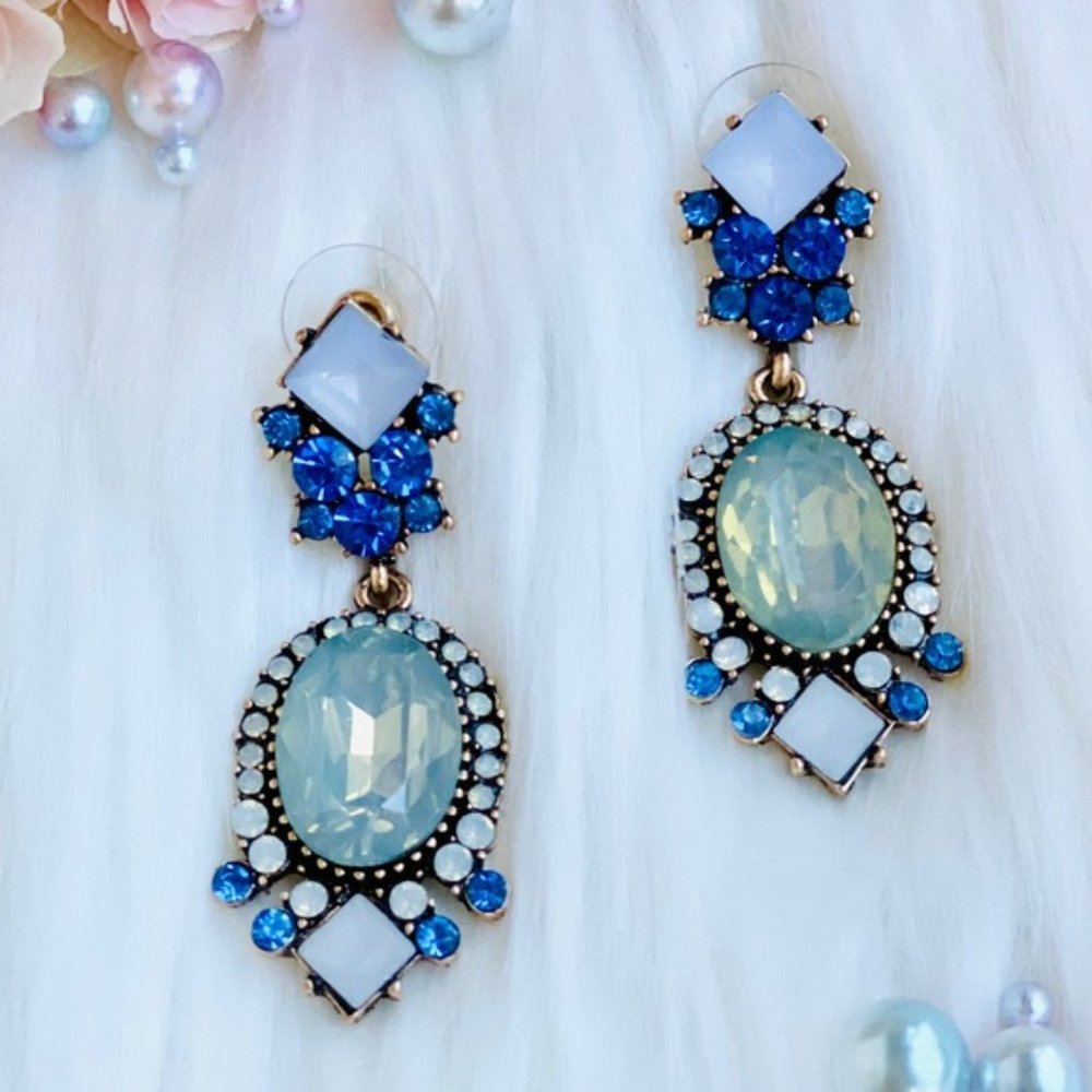 Light Blue Anastasia Statement Earrings - Picture 2 of 4
